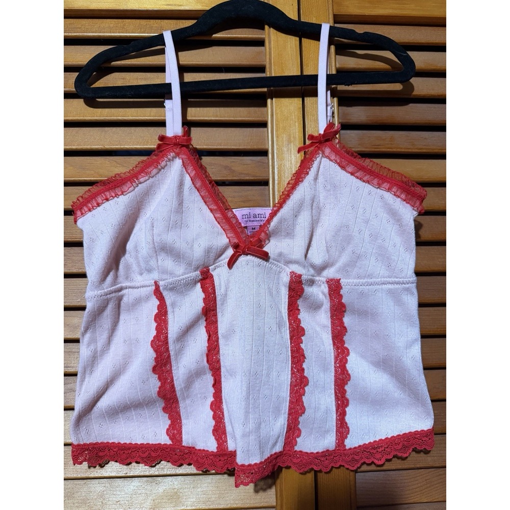 Francesca's Women's Mi Ami M Top Pink and Red